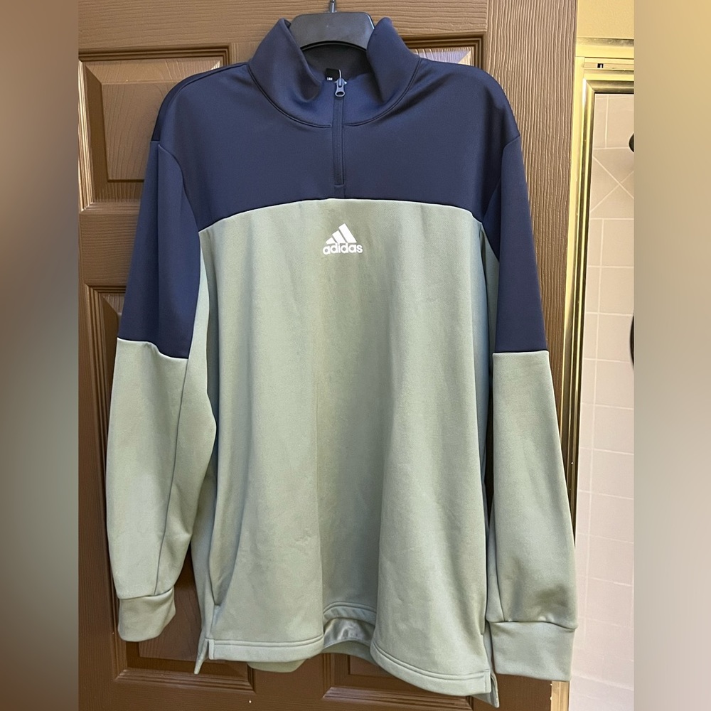 Adidas Quarter Zip Blue and Greed Sweater
